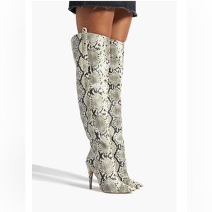 Snake Print Heeled Over The Knee Boots